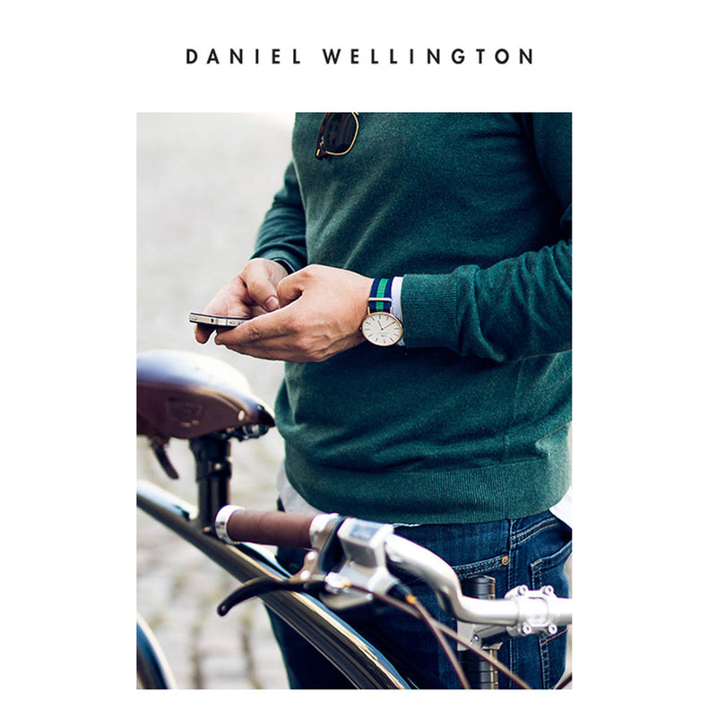 Shop Daniel Wellington Classic Warwick White Dial Two Tone Nylon Strap Watch for Men - DW00100005 in USA