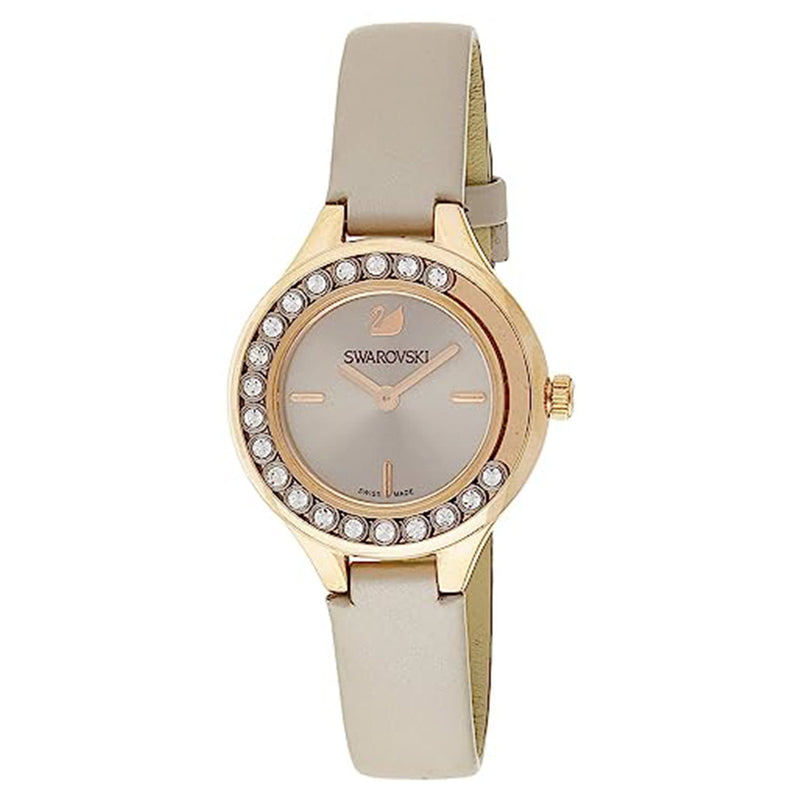 Shop Swarovski Lovely Crystals Mini Grey Dial Grey Leather Strap Watch for Women - 5261481 in USA