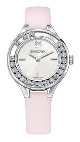 Shop Swarovski Lovely Crystals Silver Dial Pink Leather Strap Watch for Women - 5261493 in USA