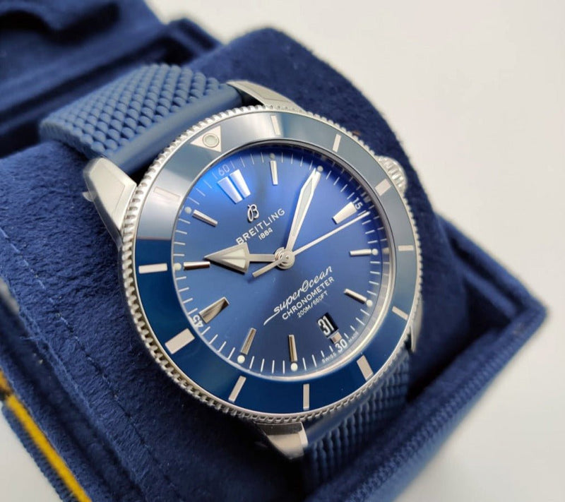 Shop Breitling Superocean Heritage II B20 44mm Blue Dial Blue Rubber Strap Mens Watch - AB2030161C1S1 in USA
