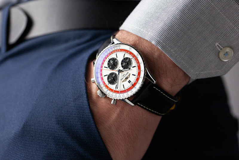 Shop Breitling Navitimer B01 Chronograph 43 Boeing 747 White Dial Black Leather Strap Watch for Men - AB01383B1G1P1 in USA