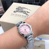 Shop Burberry The City Diamonds Pink Dial Silver Steel Strap Watch for Women - BU9223 in USA