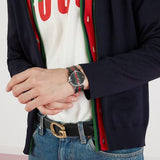 Gucci G Timeless Quartz Black Dial Multicolored Black Leather Strap Watch For Men - YA1264079 Buy Now By Gucci