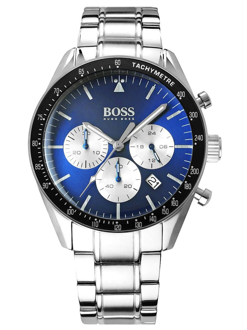 Shop Hugo Boss Chronograph Blue Dial Silver Steel Strap Watch for Men - 1513630 in USA