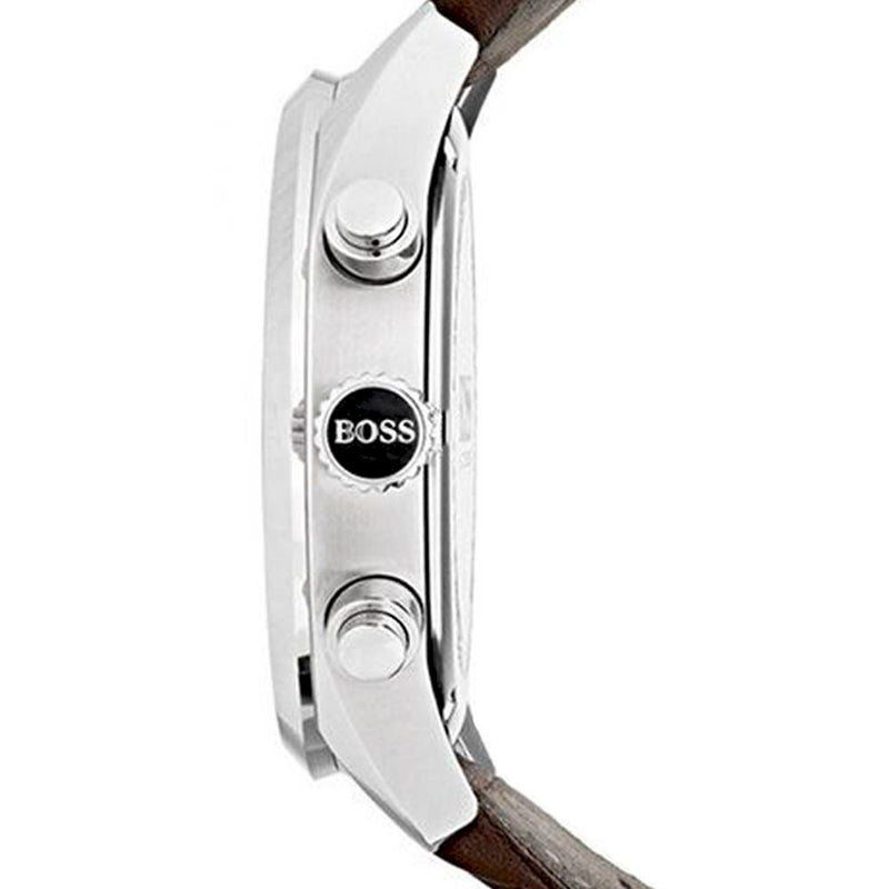 Hugo Boss Grand Prix Grey Dial Brown Leather Strap Watch for Men - 1513476 Buy Now By Hugo Boss