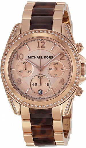 Michael Kors Blair Rose Gold Dial Two Tone Steel Strap Watch For Women - MK5859