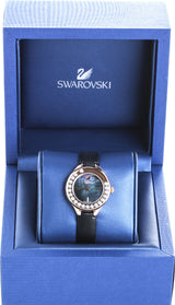 Shop Swarovski Lovely Crystals Analog Black Dial Black Leather Strap Watch for Women - 5301877 in USA