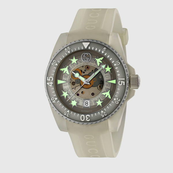 Shop Gucci Dive Automatic White Dial White Rubber Strap Unisex Watch - YA136342 in USA
