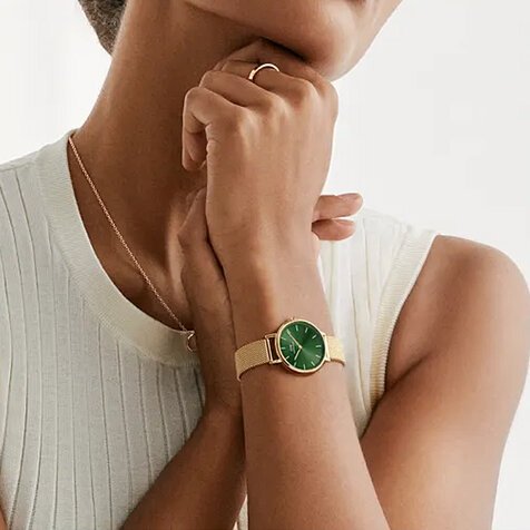Daniel Wellington Petite Emerald Green Dial Gold Mesh Strap Watch For Women - DW00100481 Buy Now By Daniel Wellington
