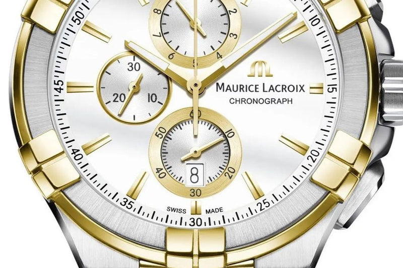 Maurice Lacroix Aikon Chronograph White Dial Brown Leather Strap Watch For Men - AI1018-PVY11-132-1 Buy Now By Maurice Lacroix