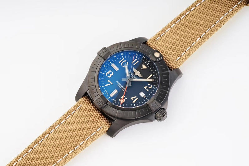Shop Breitling Avenger Automatic GMT 45 Black Dial Brown Nylon Strap Watch for Men - V32395101B1X1 in USA