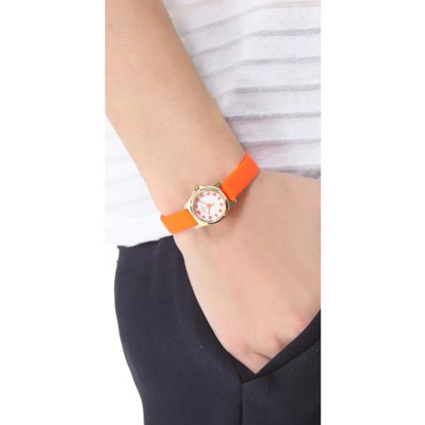 Shop Marc Jacobs Henry Dinky White Dial Orange Leather Strap Watch for Women - MBM1236 in USA