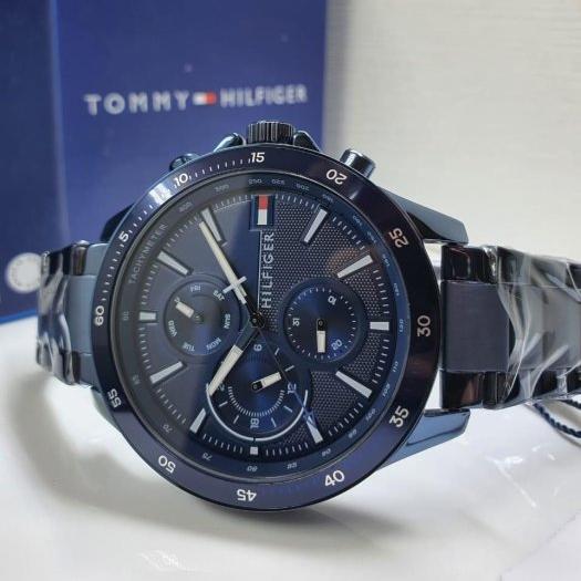 Shop Tommy Hilfiger Bank Quartz Blue Dial Blue Steel Strap Watch for Men - 1791720 in USA