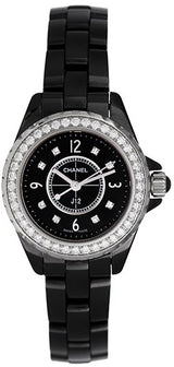 Chanel J12 Diamonds Ceramic Black Dial Black Steel Strap Watch for Women - J12 H2571