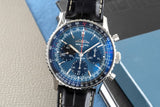 Shop Breitling Navitimer B01 Chronograph 41 Blue Dial Black Leather Strap Watch for Men - AB0139241C1P1 in USA