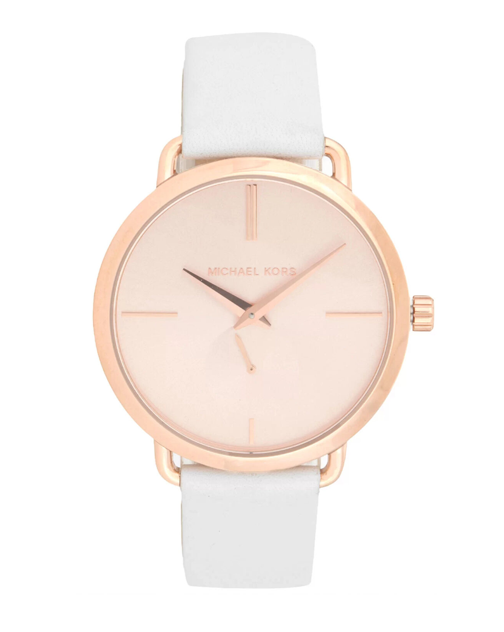 Michael Kors Portia Rose Gold Dial White Leather Strap Watch For Women - MK2660