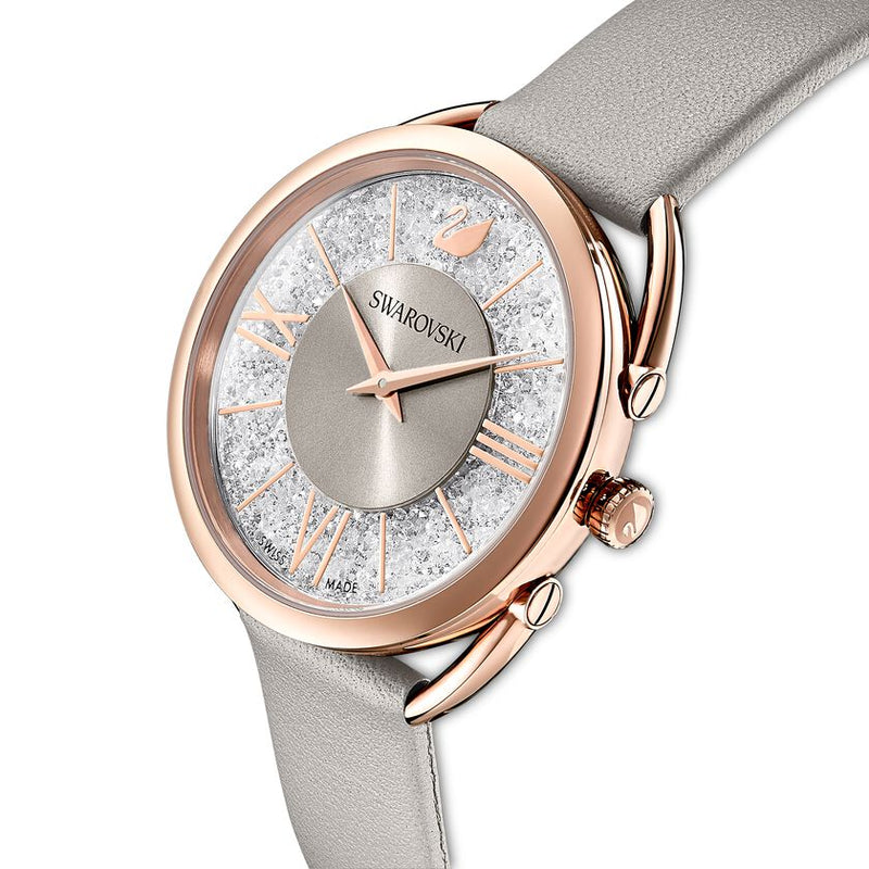 Swarovski Crystalline Glam Silver Dial Grey Leather Strap Watch for Women - 5452455 Buy Now By Swarovski