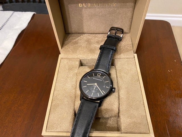 Shop Burberry The Classic Black Dial Black Leather Strap Watch for Men - BU10003 in USA