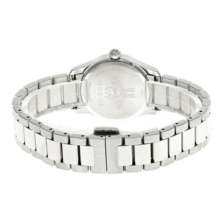 Shop Gucci G Timeless Quartz Diamonds Black Dial Silver Steel Strap Watch For Women - YA1265024 in USA