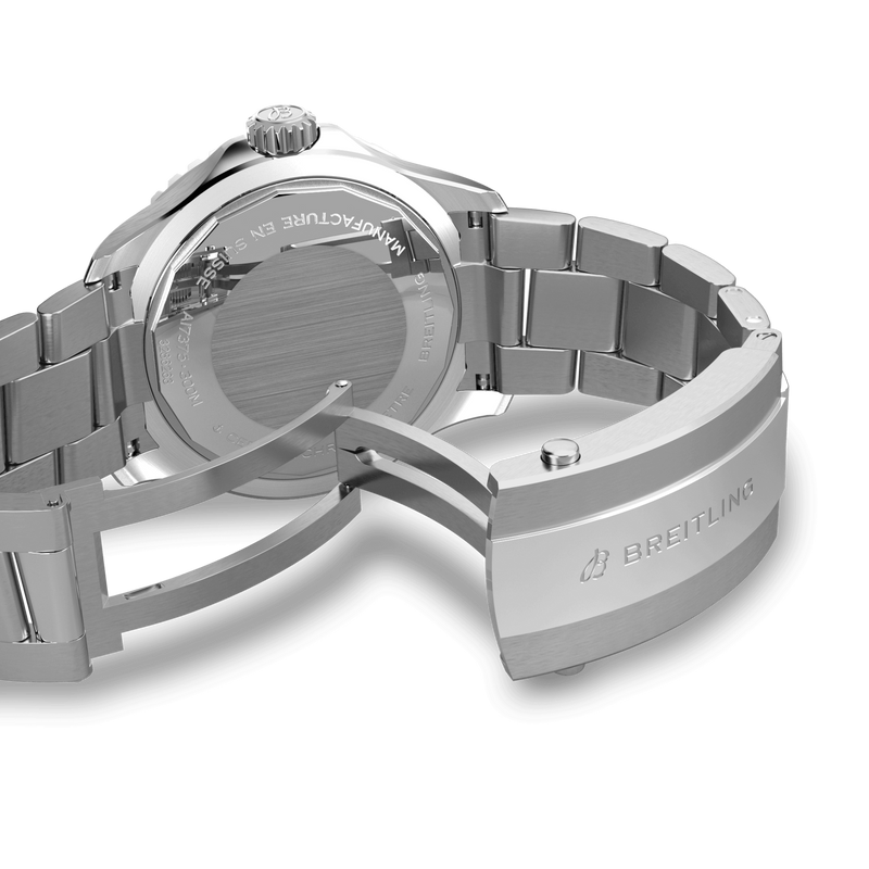 Breitling Superocean Automatic 42 White Dial Green Silver Steel Strap Watch for Men - A17375E71G1A1