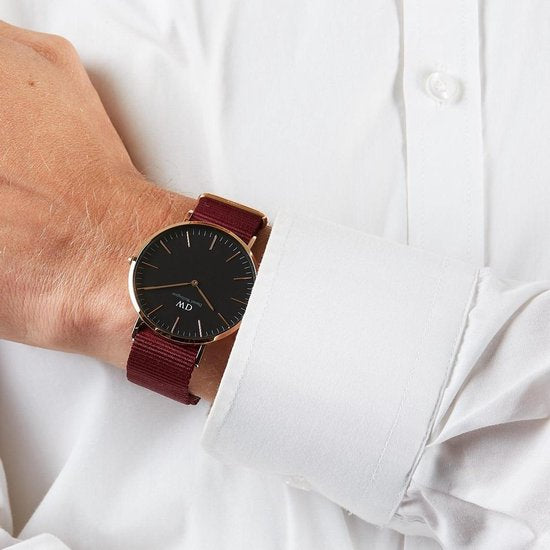 Daniel Wellington Classic Roselyn Black Dial Maroon Nylon Strap Watch For Women - DW00100269 Buy Now By Daniel Wellington