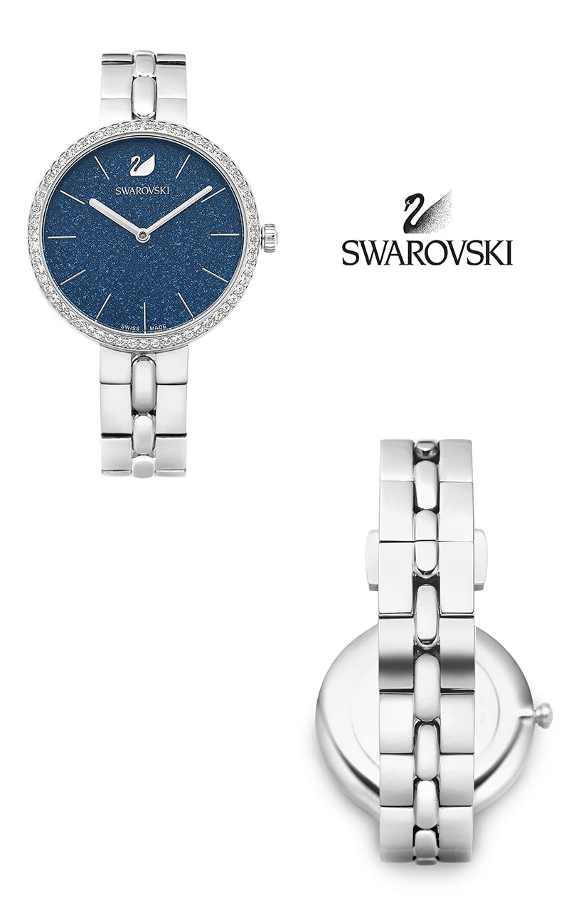 Shop Swarovski Cosmopolitan Blue Dial Silver Steel Strap Watch for Women - 5517790 in USA