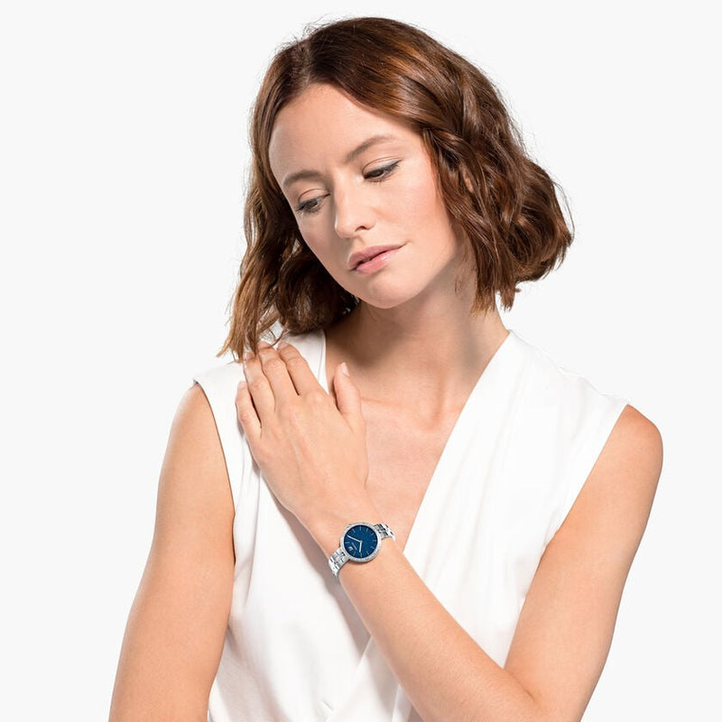 Shop Swarovski Cosmopolitan Blue Dial Silver Steel Strap Watch for Women - 5517790 in USA