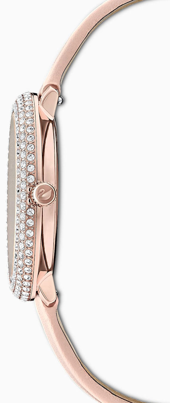 Swarovski Crystal Frost White Dial Pink Leather Strap Watch for Women - 5519223 Buy Now By Swarovski