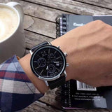 Calvin Klein Post Minimal Chronograph Black Dial Black Leather Strap Watch for Men - K7627107 Buy Now By Calvin Klein