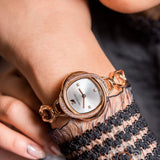 Shop Swarovski Crystal Flower Silver Dial Rose Gold Steel Strap Watch for Women - 5547626 in USA