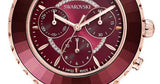 Shop Swarovski Octea Lux Chrono Red Dial Red Leather Strap Watch for Women - 5547642 in USA