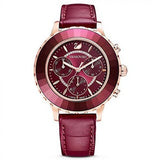 Shop Swarovski Octea Lux Chrono Red Dial Red Leather Strap Watch for Women - 5547642 in USA