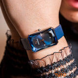 Shop Swarovski Uptown Crystal Blue Dial Blue Leather Strap Watch for Women - 5547713 in USA