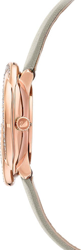 Shop Swarovski Crystal Flower Grey Dial Grey Leather Strap Watch for for Women - 5552424 in USA