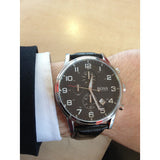 Hugo Boss Aeroliner Chronograph Black Dial Black Leather Strap Watch For Men - 1512448 Buy Now By Hugo Boss