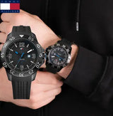 Shop Tommy Hilfiger Sport Multifunction Black Dial Black Rubber Strap Watch for Men - 1790983 in USA