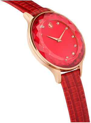 Swarovski Octea Nova Quartz Red Dial Red Leather Strap Watch for Women - 5650002 Buy Now By Swarovski