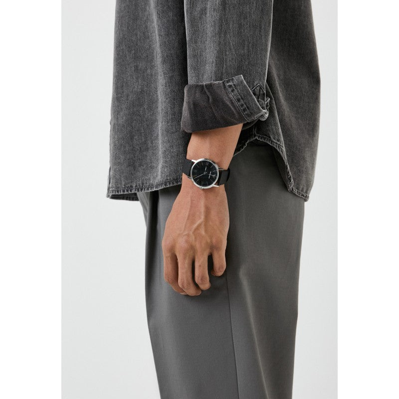 Shop Emporio Armani Kappa Analog Quartz Black Dial Black Leather Strap Watch For Men - AR11013 in USA