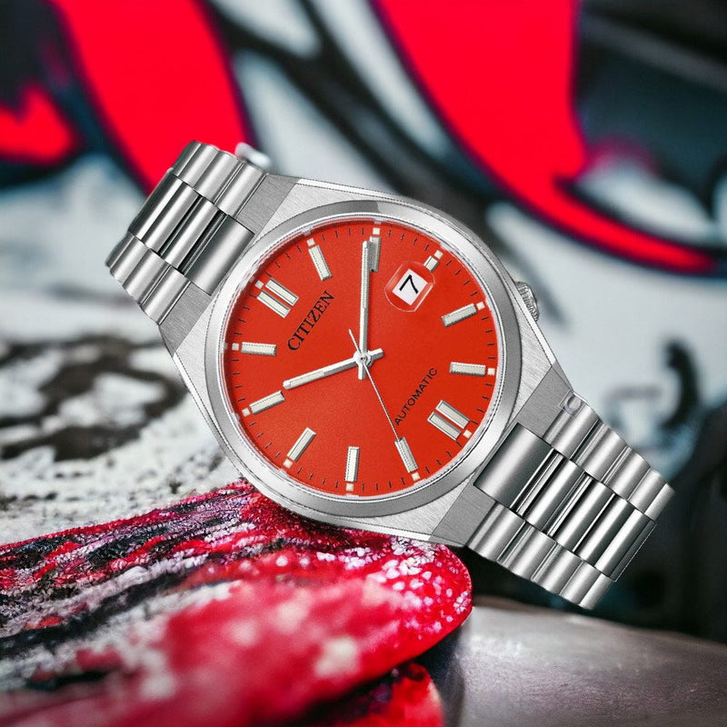 Citizen x Pantone Automatic Blazing Red Dial Silver Steel Strap Watch For Men - NJ0158-89W Buy Now By Citizen