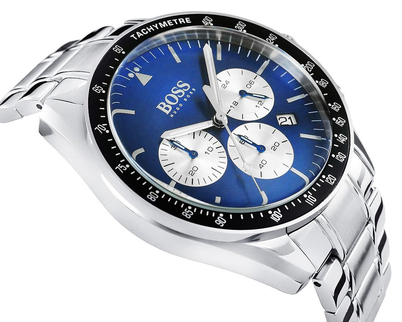 Shop Hugo Boss Chronograph Blue Dial Silver Steel Strap Watch for Men - 1513630 in USA