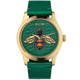 Gucci G Timeless Bee Green Dial Green Leather Strap Watch For Women - YA1264065