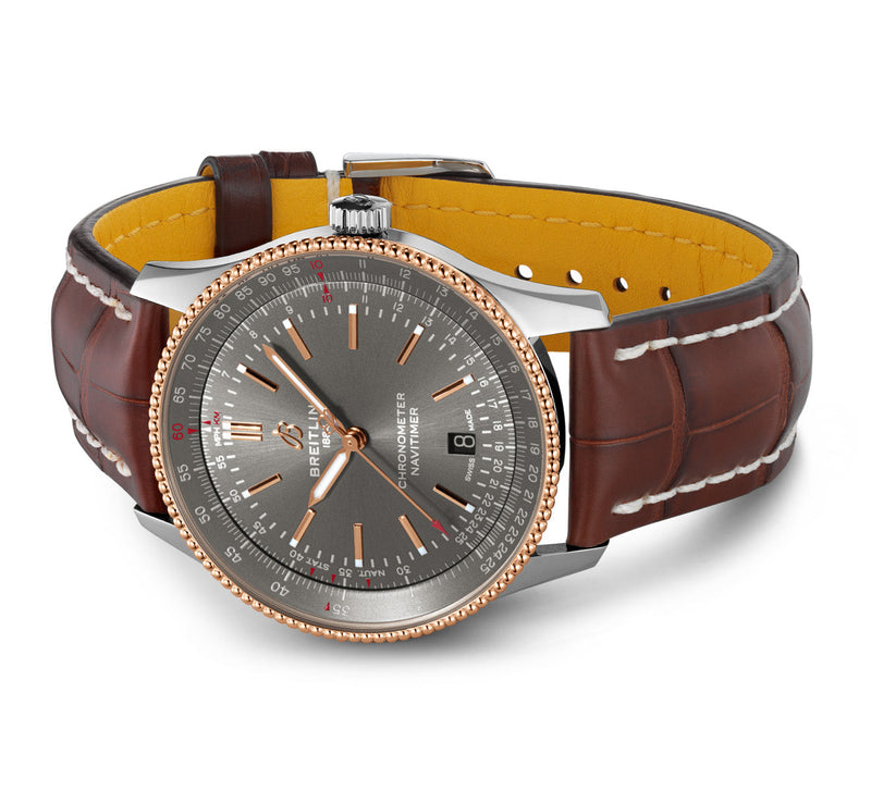 Breitling Navitimer Automatic 41 Grey Dial Brown Leather Strap Watch for Men - U17326121M1P1 Buy Now By Breitling