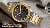 Emporio Armani Chronograph Black Dial Two Tone Steel Strap Watch For Men - AR11521