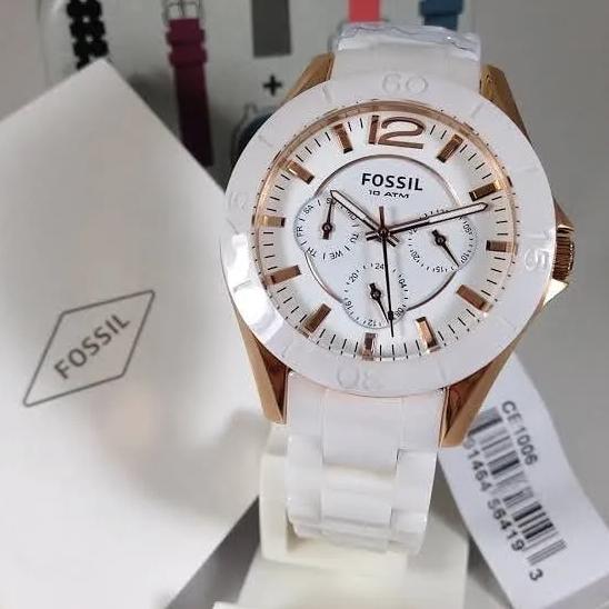 Fossil Ceramic Multifunction White Dial White Steel Strap Watch for Women - CE1006 Buy Now By Fossil