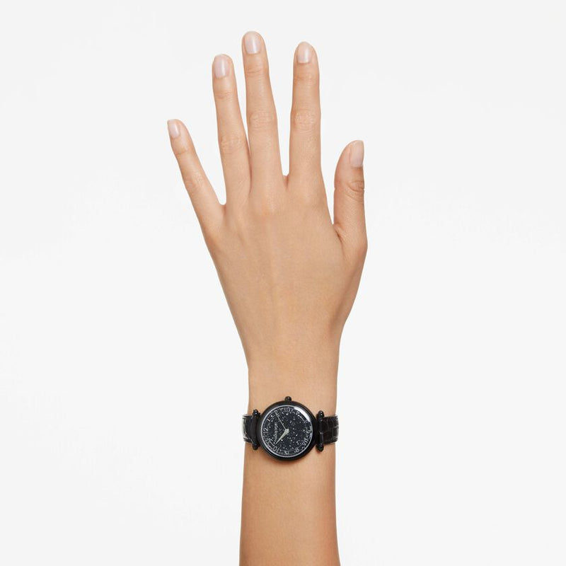 Swarovski Crystalline Wonder Black Dial Black Leather Strap Watch for Women - 5664311 Buy Now By Swarovski