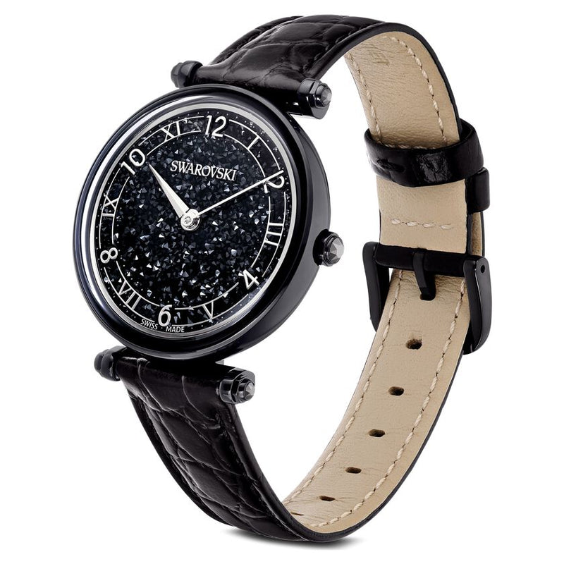 Swarovski Crystalline Wonder Black Dial Black Leather Strap Watch for Women - 5664311 Buy Now By Swarovski