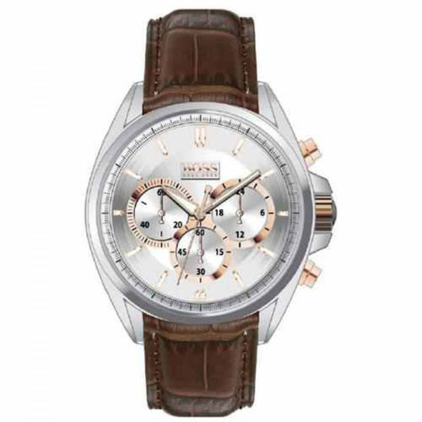 Hugo Boss Driver Chronograph Silver Dial Brown Leather Strap Watch For Men - 1512881 Buy Now By Hugo Boss