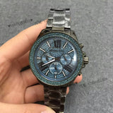 Michael Kors Wren Chronograph Quartz Blue Dial Grey Steel Strap Watch For Women - MK6097 Buy Now By Michael Kors