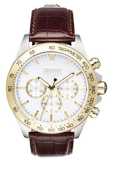 Hugo Boss Ikon White Dial Brown Leather Strap Watch for Men - 1513174 Buy Now By Hugo Boss