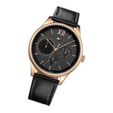 Shop Tommy Hilfiger Damon Quartz Black Dial Black Leather Strap Watch for Men - 1791419 in USA